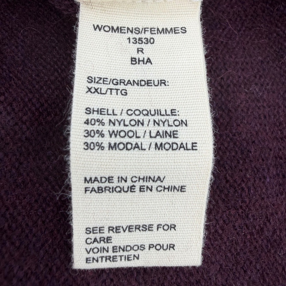 Woolrich Wool Turtleneck Tunic Sweater Women XXL Burgundy Long Sleeve Raglan - Picture 9 of 12
